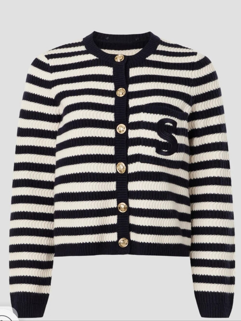 SANDRO Striped Knit Cardigan - Picture 2 of 8